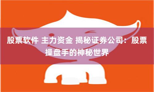 股票軟件 主力資金 揭秘證券公司：股票操盤手的神秘世界